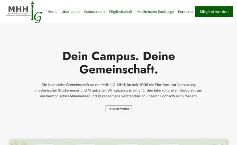 Projekt Islamische Gemeinschaft MHH – Website von ADNAYA Marketing